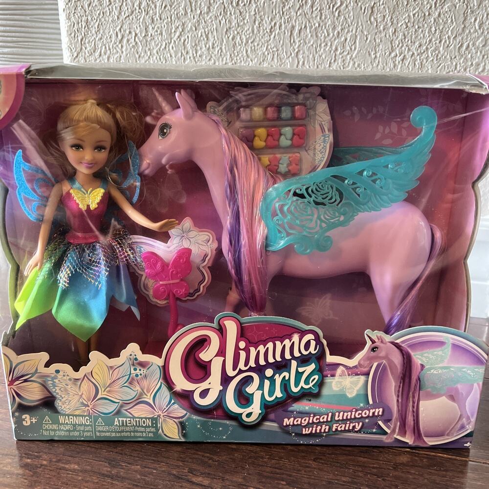 Glimma Girlz Magical Unicorn With Fairy Purple Unicorn New With Some BOX DAMAGE